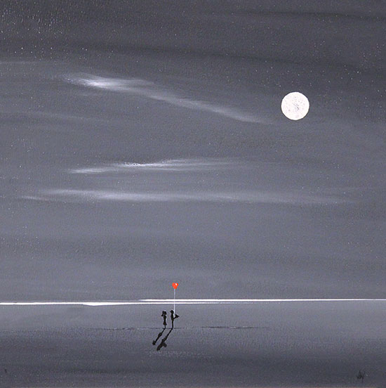 Jay Nottingham, Original oil painting on panel, Moonlight Surprise Without frame image. Click to enlarge