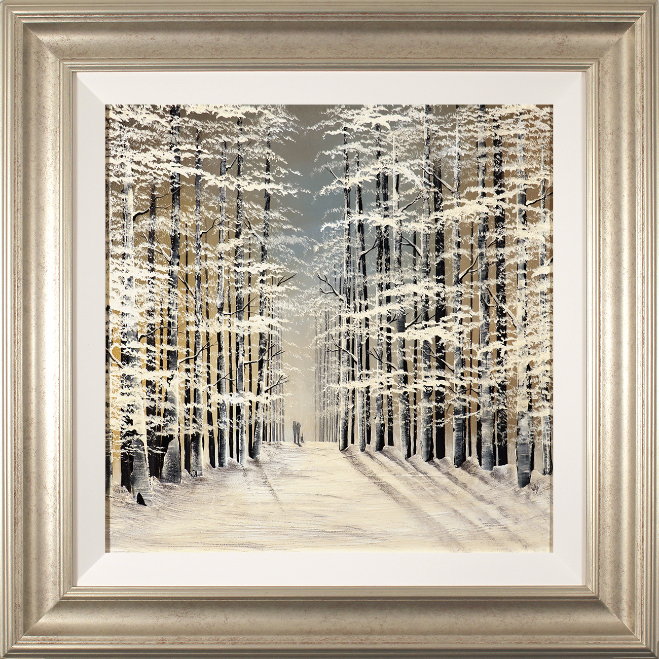 Jay Nottingham, Original oil painting on panel, Winter Walk, click to enlarge