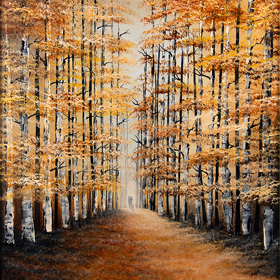 Jay Nottingham, Original oil painting on panel, Autumn Stroll