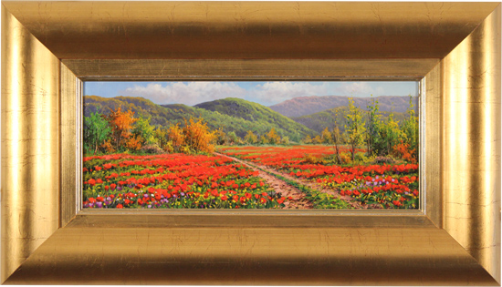 Joan Coloma, Original oil painting on canvas, Campo de Amapolas (Field of Poppies)