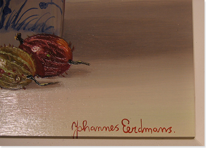 Johannes Eerdmans, Original oil painting on panel, Gooseberrys Signature image. Click to enlarge
