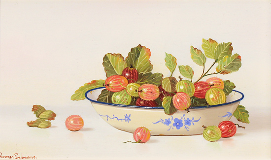 Johannes Eerdmans, Original oil painting on panel, Berries Without frame image. Click to enlarge