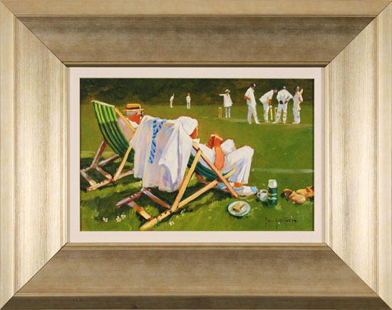 John Haskins, Original oil painting on panel, The Umpire's Decision