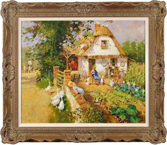 John Haskins, Original oil painting on panel, Walnut Cottage