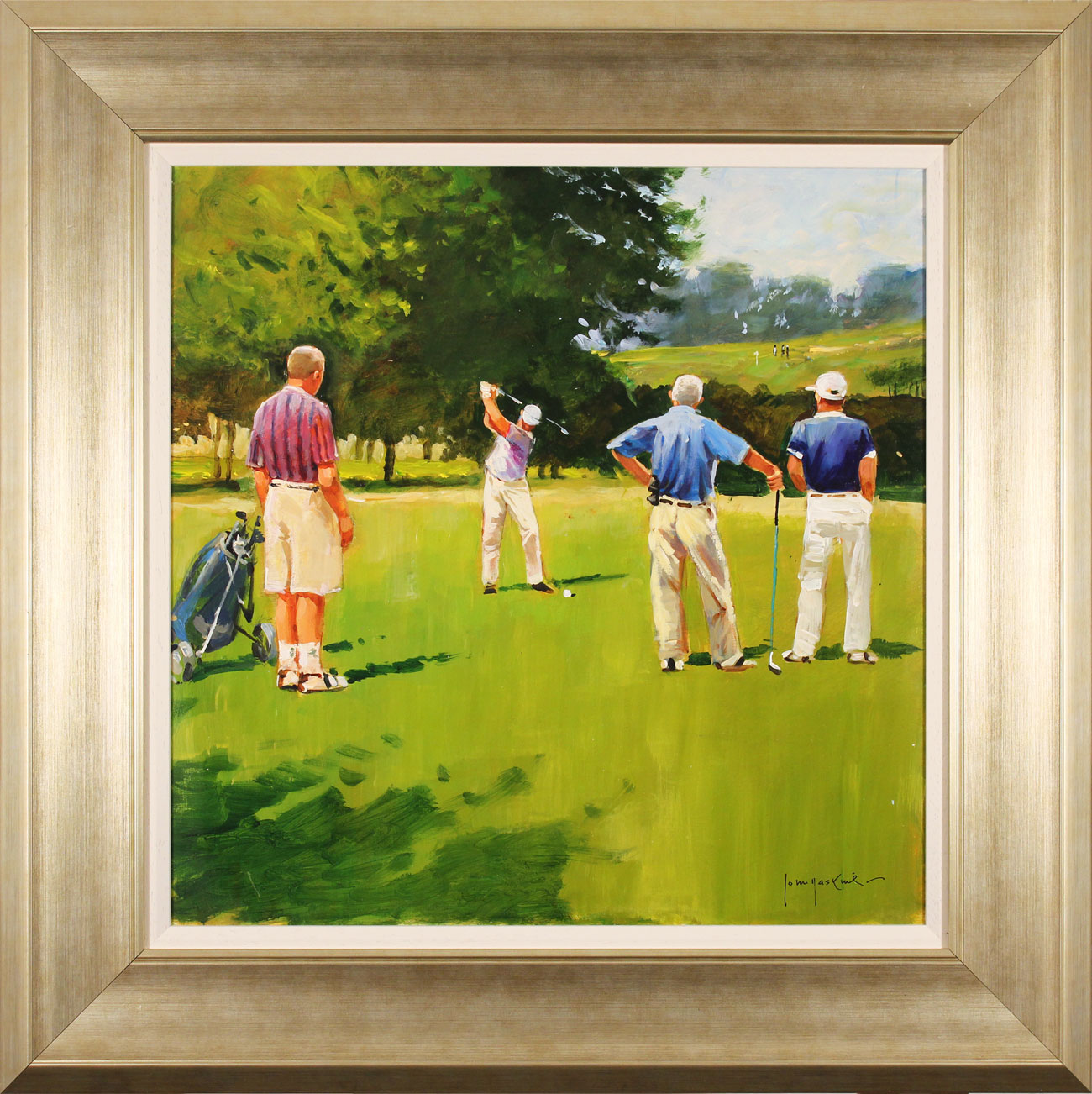 John Haskins, Original oil painting on panel, Onto the Fairway. Click to enlarge