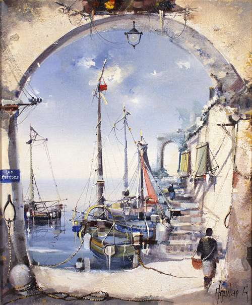 Jorge Aguilar Agon, Original oil painting on canvas, Through the Arch