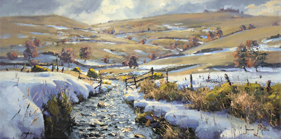 Julian Mason, Original oil painting on canvas, Last Days of Winter, Clough Brook Without frame image. Click to enlarge