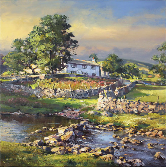 Julian Mason, Original oil painting on canvas, River Wharfe, Beckermonds