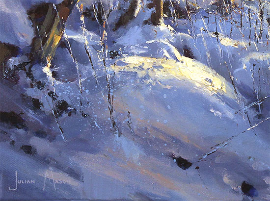 Julian Mason, Original oil painting on canvas, Winter Moorland Light Signature image. Click to enlarge