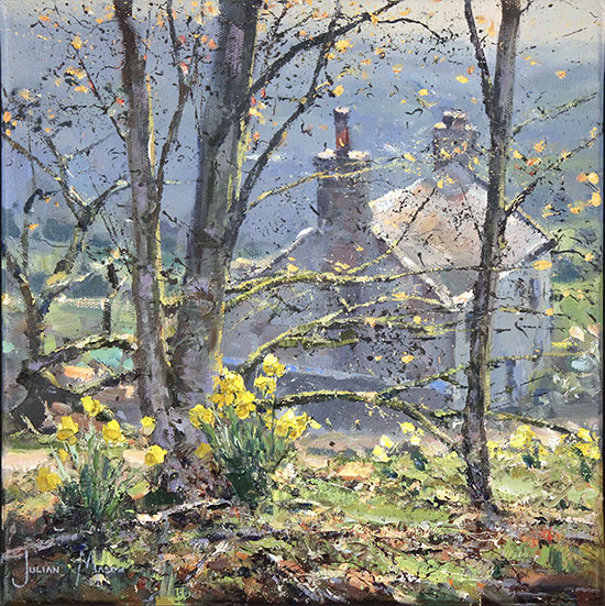 Julian Mason, Original oil painting on canvas, Daffodil Cottage Without frame image. Click to enlarge