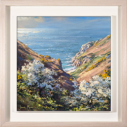 Julian Mason, Original oil painting on canvas, May Blossom, Portheras Cove, Cornwall
