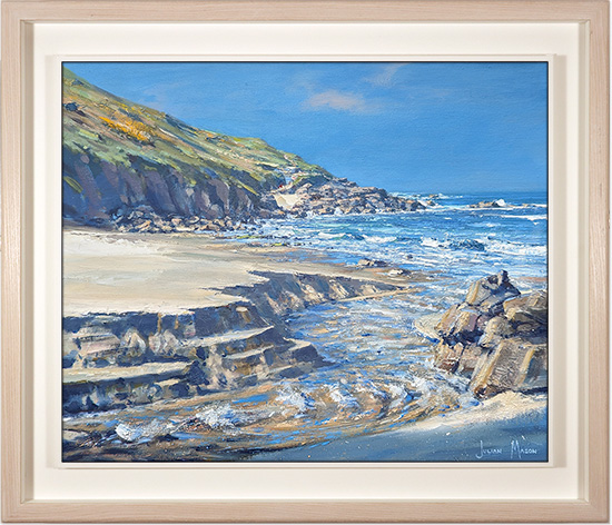 Julian Mason, Original oil painting on canvas, Spring Tides at Portheras, Cornwall 