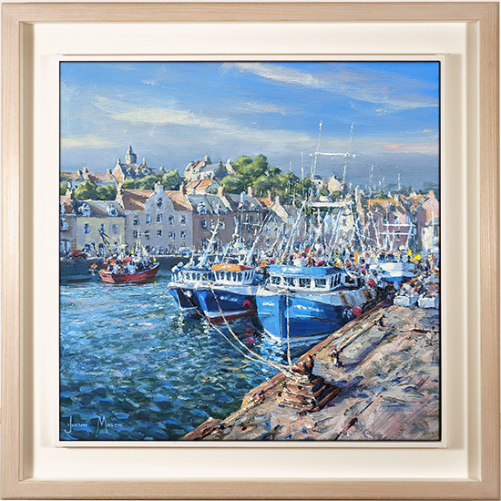 Julian Mason, Original oil painting on canvas, Rest Day at Anstruther, Scotland 