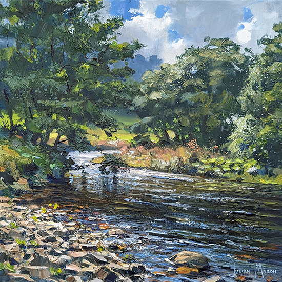 Julian Mason, Original oil painting on canvas, The River Wharfe near Buckden, Yorkshire