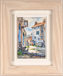 Julian Mason, Original oil painting on panel, Back Streets, Staithes