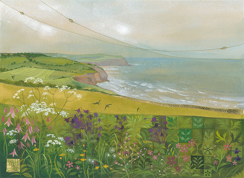 Kate Lycett, Signed limited edition print, Waves and Wildflowers