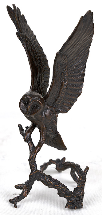 Keith Sherwin, Bronze, Barn Owl with Pinecones, click to enlarge
