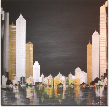 Keith Shaw, Original acrylic painting on board, Across the City Signature image. Click to enlarge