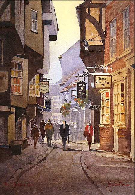 Ken Burton, Watercolour, The Shambles, York Without frame image. Click to enlarge