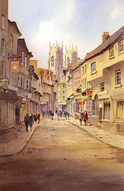 Ken Burton, Watercolour, Low Petergate, York
