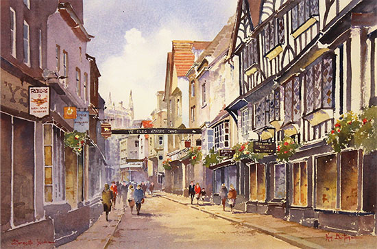 Ken Burton, Watercolour, Stonegate, York Without frame image. Click to enlarge