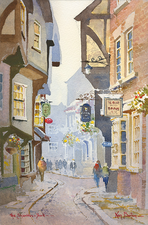 Ken Burton, Watercolour, The Shambles, York