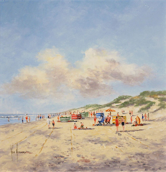 Ken Hammond, Original oil painting on canvas, Day at the Beach Without frame image. Click to enlarge