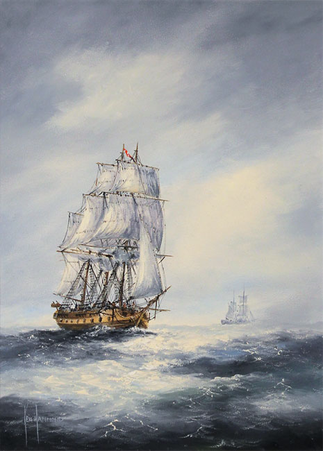 Ken Hammond, Original oil painting on panel, High Seas Without frame image. Click to enlarge