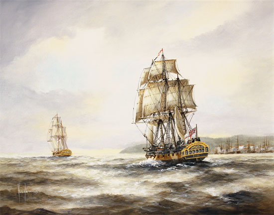 Ken Hammond, Original oil painting on canvas, HMS Rose Leaving Falmouth Without frame image. Click to enlarge
