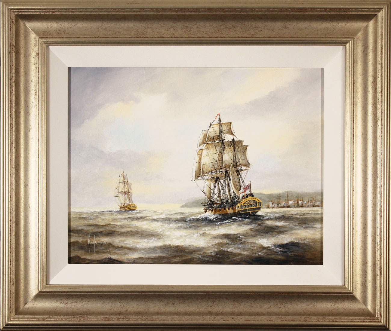 Ken Hammond, Original oil painting on canvas, HMS Rose Leaving Falmouth. Click to enlarge