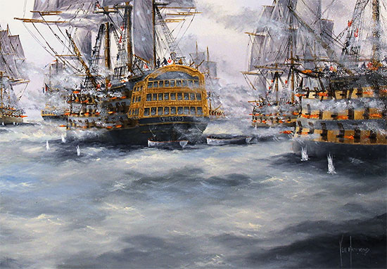 Ken Hammond, Original oil painting on panel, The Battle of Trafalgar Signature image. Click to enlarge