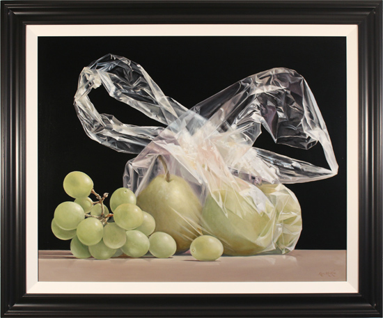 Ken Mckie, Original oil painting on canvas, Grapes and Pears