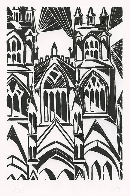 Kirsty Maclennan, Original linocut print, York Minster