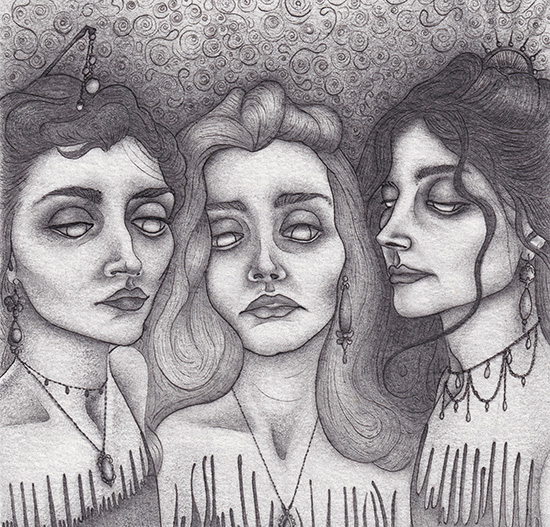 Kirsty Maclennan, Original pencil drawing, The Brides - Dracula, Chapter III