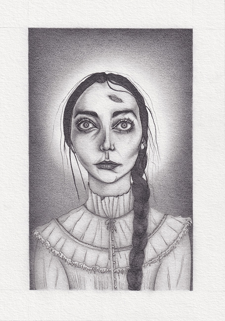 Kirsty Maclennan, Original pencil drawing, Mina Hypnotised - Dracula, Chapter XXIII