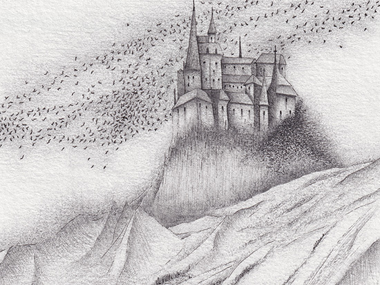 Kirsty Maclennan, Original pencil drawing, Castle Dracula - Dracula, Chapter XXVII