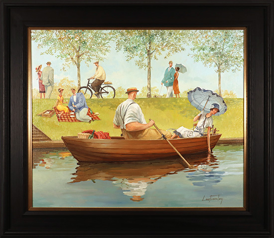 Lee Fearnley, Original oil painting on panel, Sunday Afternoon In The Park 