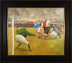 Lee Fearnley, Original oil painting on panel, Through On Goal