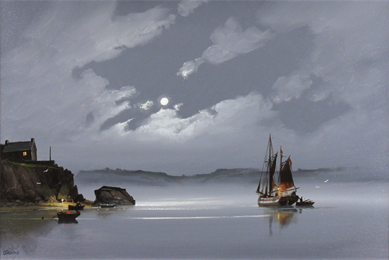 Les Spence, Original oil painting on canvas, Full Moon Without frame image. Click to enlarge