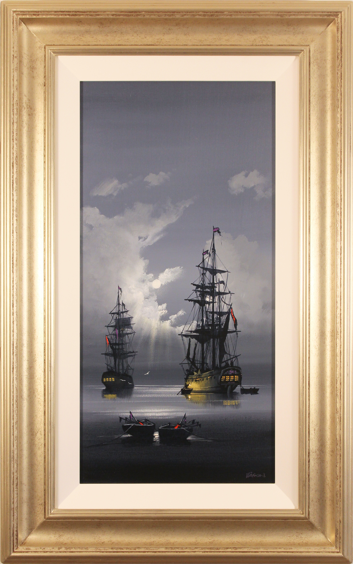 Les Spence, Original oil painting on canvas, A Smuggler's Welcome. Click to enlarge