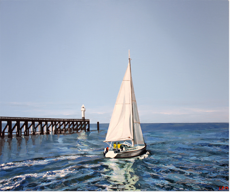 Linda Monk, Original oil painting on canvas, Heading out to Sea. Click to enlarge