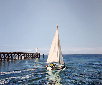 Linda Monk, Original oil painting on canvas, Heading out to Sea