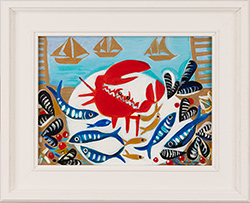 Marissa Weatherhead, Original acrylic painting on board, Platter with Crab