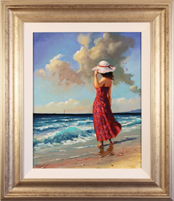 Martin Leighton, Original oil painting on canvas, Windy Shoreline