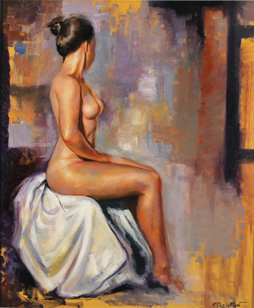Martin Leighton, Original oil painting on canvas, Opulent Nude Without frame image. Click to enlarge