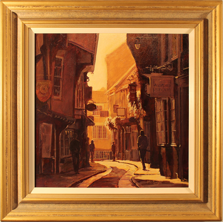 Stephen McGrath, Original oil painting on canvas, Sunlight Through the Shambles, York