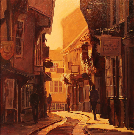 Stephen McGrath, Original oil painting on canvas, Sunlight Through the Shambles, York Without frame image. Click to enlarge