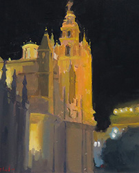 Michael John Ashcroft, ROI, Original oil painting on panel, Golden Light, Catedral de Seville
