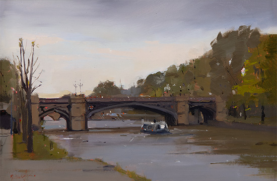 Michael John Ashcroft, ROI, Original oil painting on panel, Skeldergate Bridge, York