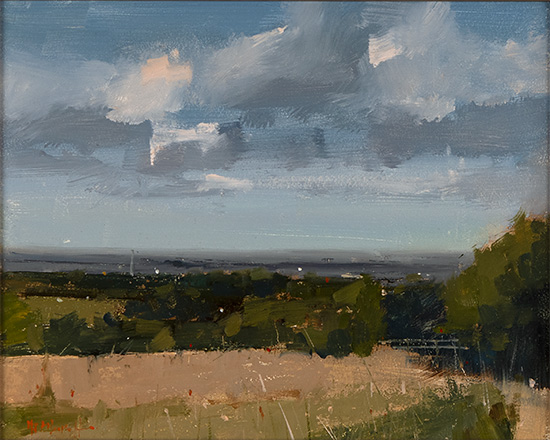 Michael John Ashcroft, ROI, Original oil painting on panel, Cornfield, Lancashire
